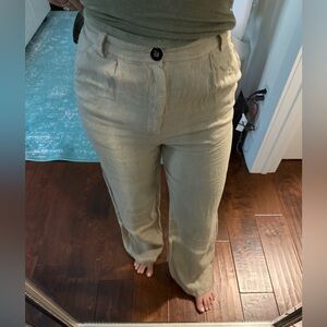 Zara wide leg linen pants sand XS NWT